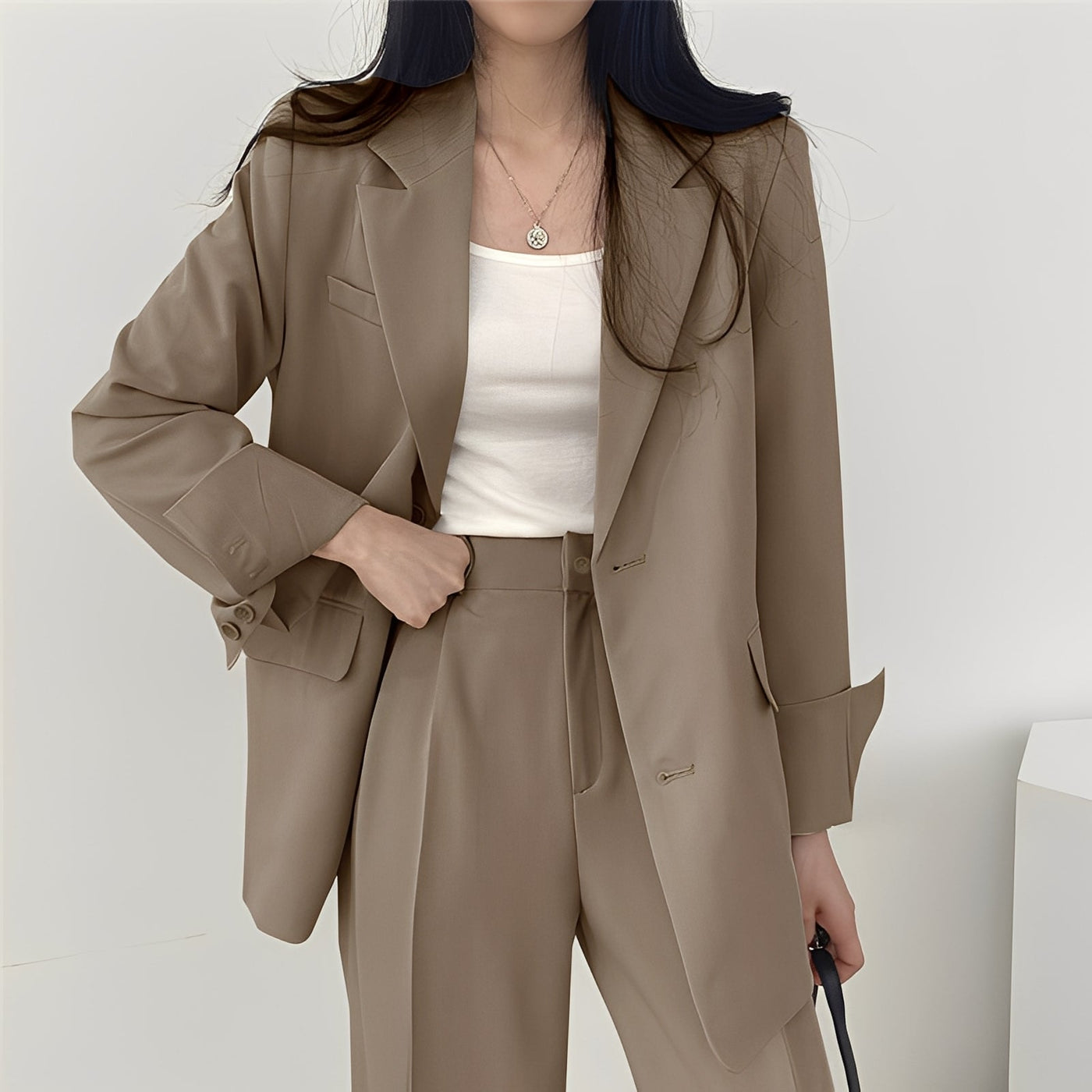 Alethea - Elegante conjunto de blazer suelto y pantalón para mujeres