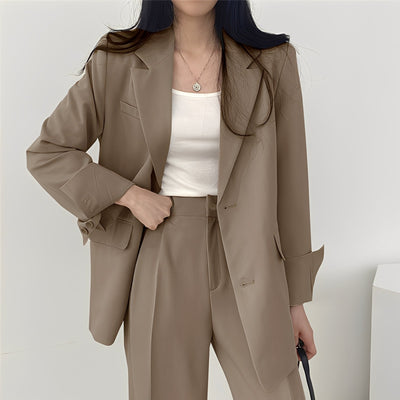 Alethea - Elegante conjunto de blazer suelto y pantalón para mujeres
