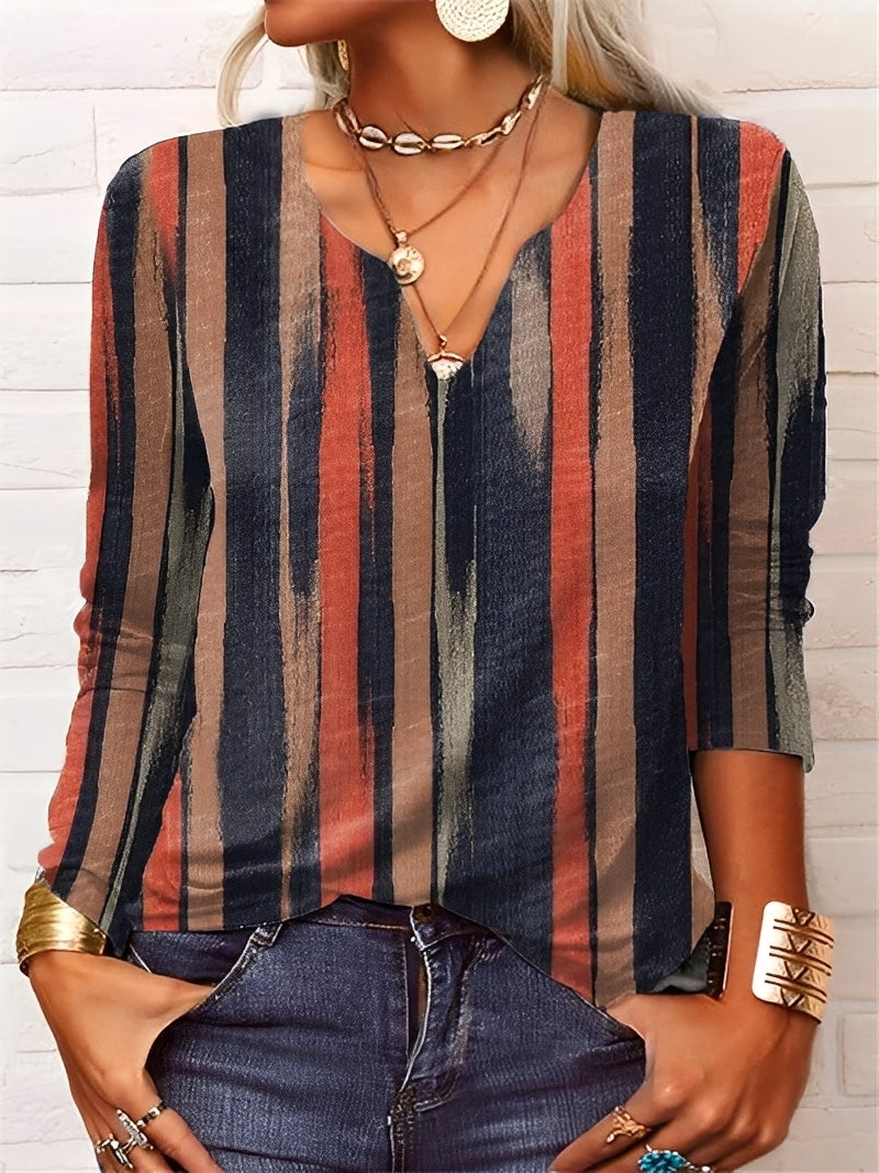 Denise - Blusa boho con cuello en V y botones para mujer