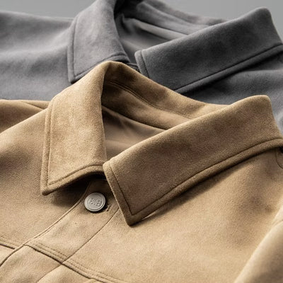 Wilbur - Clásica Chaqueta de Cuero de Gamuza para Hombres