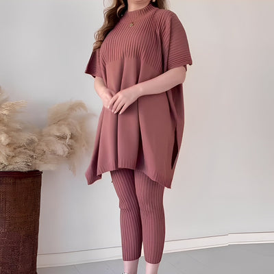 Roxanna - Conjunto de punto de dos piezas, casual y holgadamente ajustado para mujeres