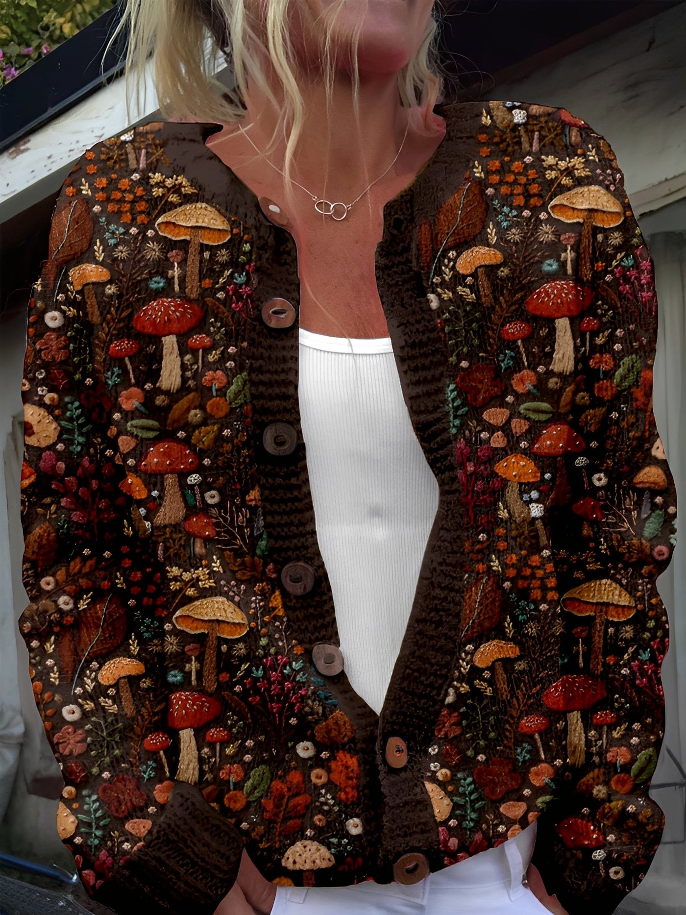 Kandace - Elegante Chaqueta de Punto con Estampado Floral para Mujer