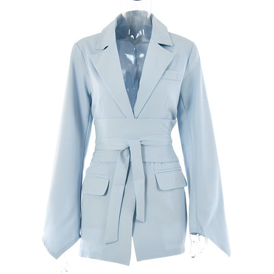 Malvina - Casula Blazer de traje con cinturón para mujeres
