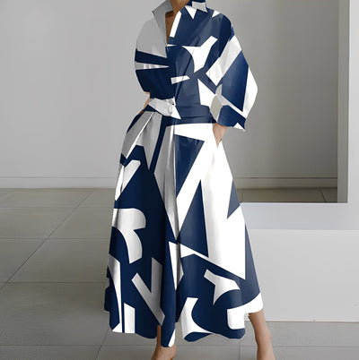 Lavina - Vestido holgado de manga larga con bolsillos para mujer