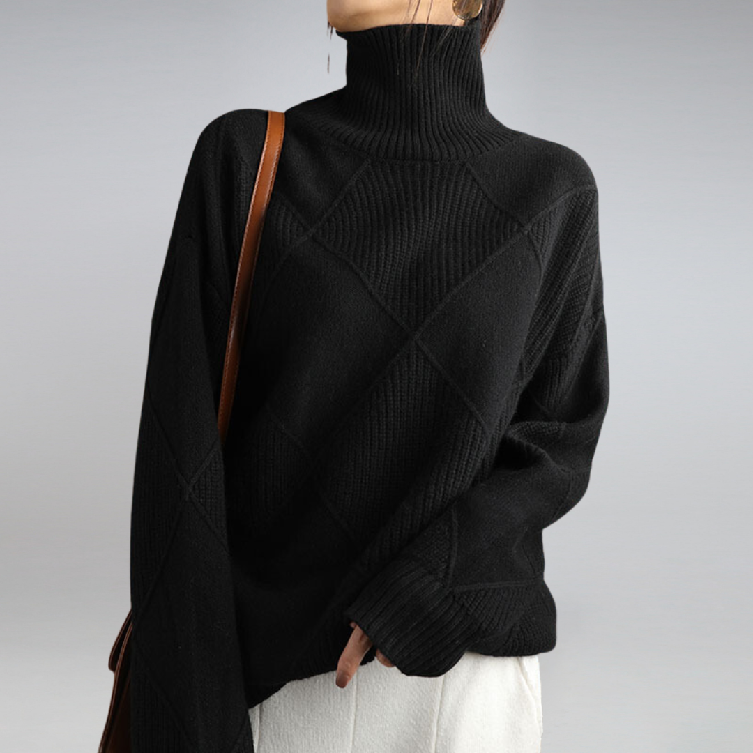 Ashlie - Cómodo, cálido jersey de cuello alto para mujeres