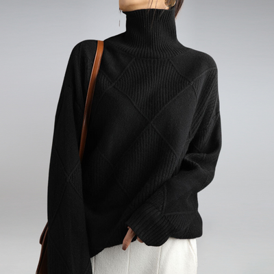Ashlie - Cómodo, cálido jersey de cuello alto para mujeres