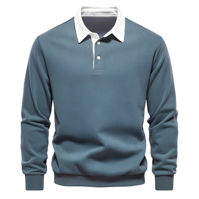 Shelton - Camisa Polo de Manga Larga Casual para Hombres