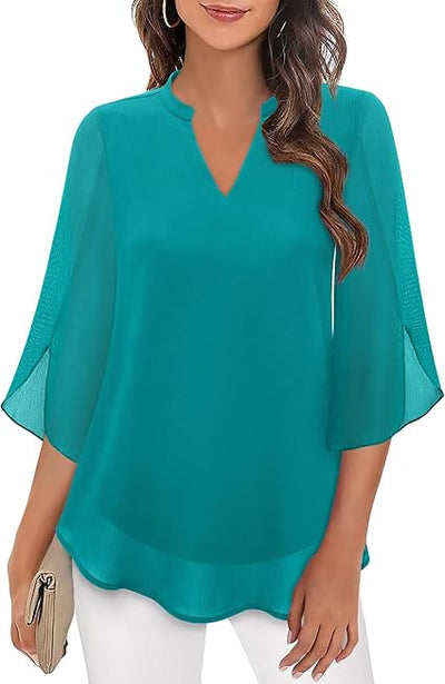 Brianna - Blusa de Manga Abierta con Movimiento Elegante