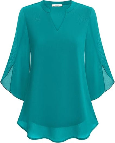 Brianna - Blusa de Manga Abierta con Movimiento Elegante
