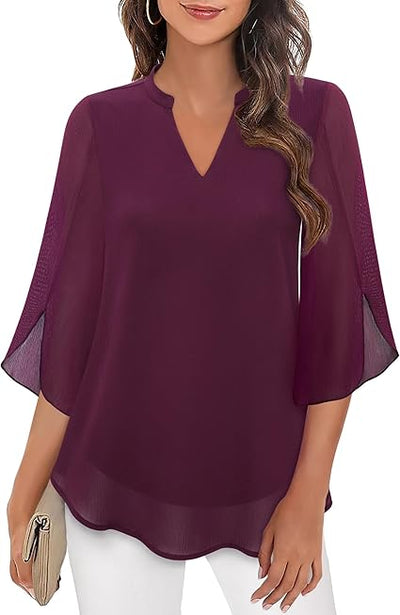 Brianna - Blusa de Manga Abierta con Movimiento Elegante
