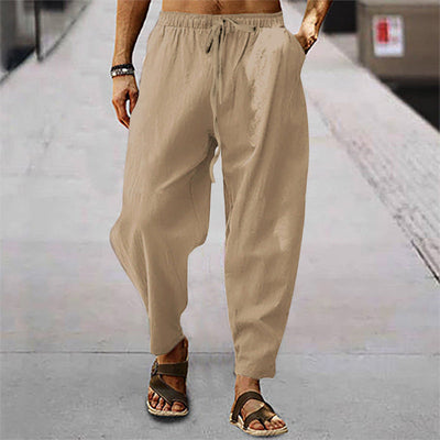 Titus - pantalones de playa para hombre con bolsillos de lino y algodón