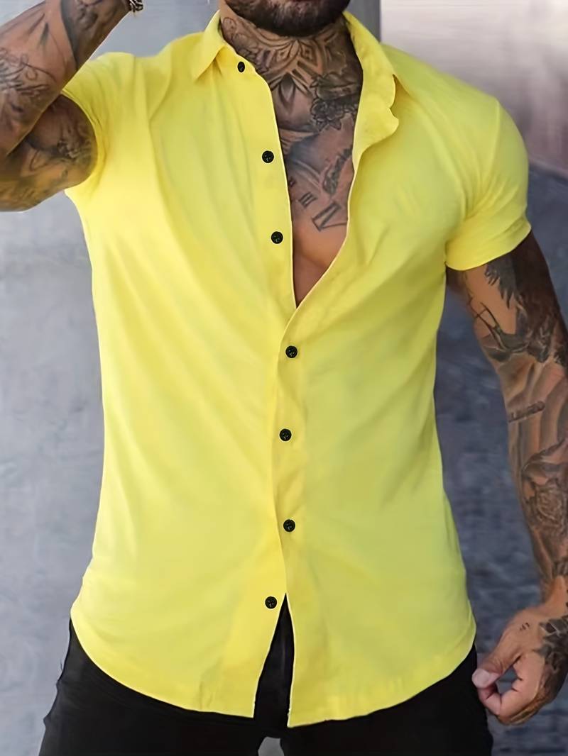 Brent - Camisa Casual Chic de Manga Corta