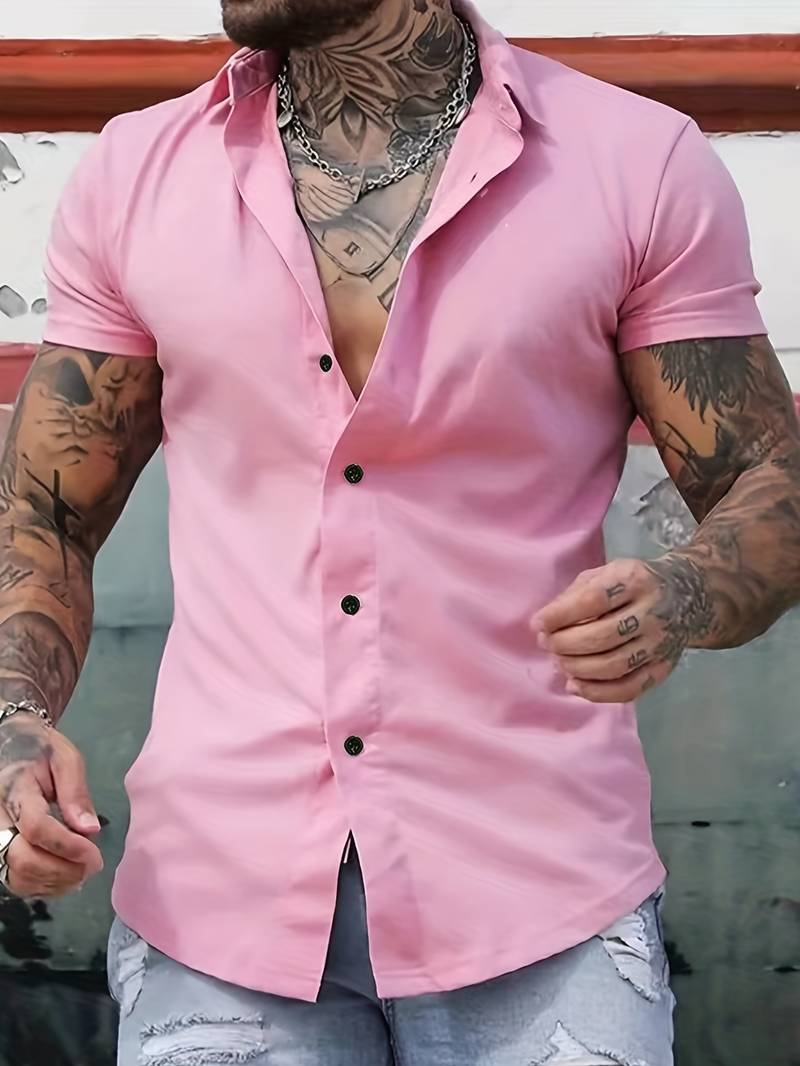 Brent - Camisa Casual Chic de Manga Corta