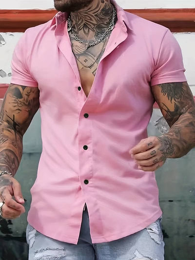 Brent - Camisa Casual Chic de Manga Corta