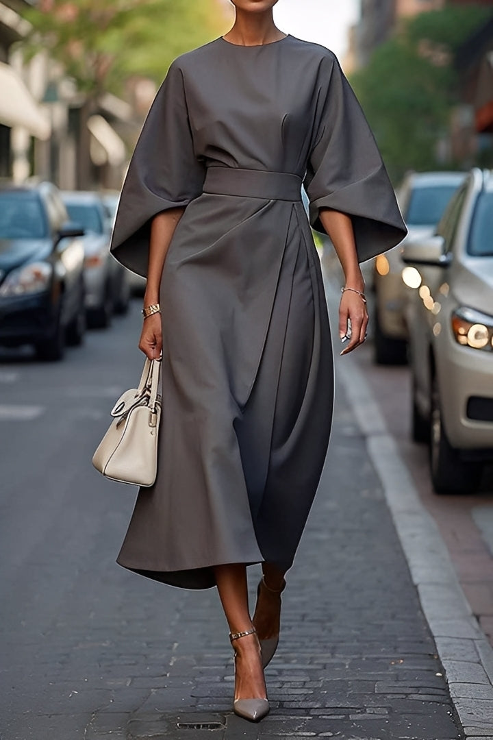 Elena - Elegante vestido holgadamente ajustado con cinturón para mujeres