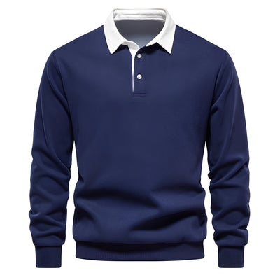 Shelton - Camisa Polo de Manga Larga Casual para Hombres