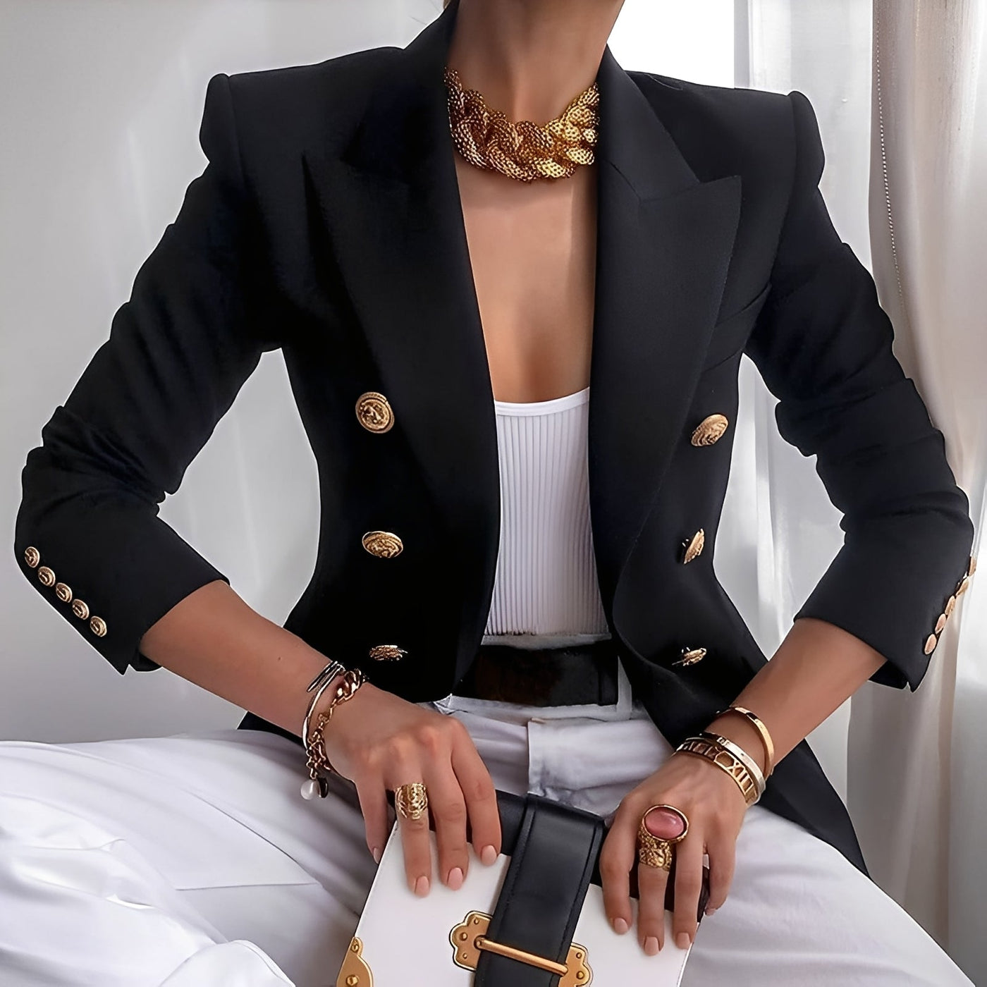 Shelley - Blazer casual con botones para mujeres