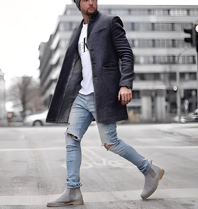 Cordell - Casual largo abrigo de lana para hombres