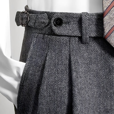 Osbert - Pantalones Casuales de Lana Tweed para Hombres