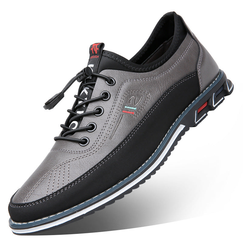 Aaron - Zapatillas de cuero antideslizantes casuales para hombres
