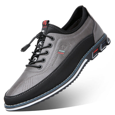 Aaron - Zapatillas de cuero antideslizantes casuales para hombres
