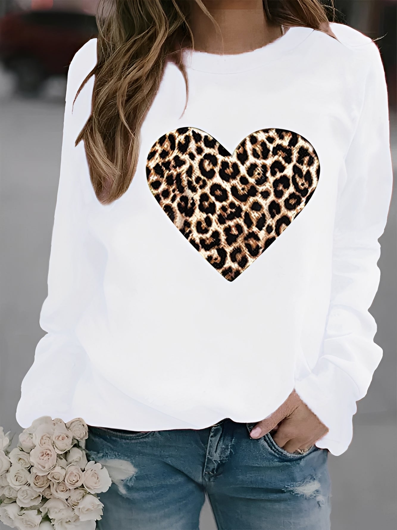 Daniella - Suéter casual con diseños de corazón para mujer