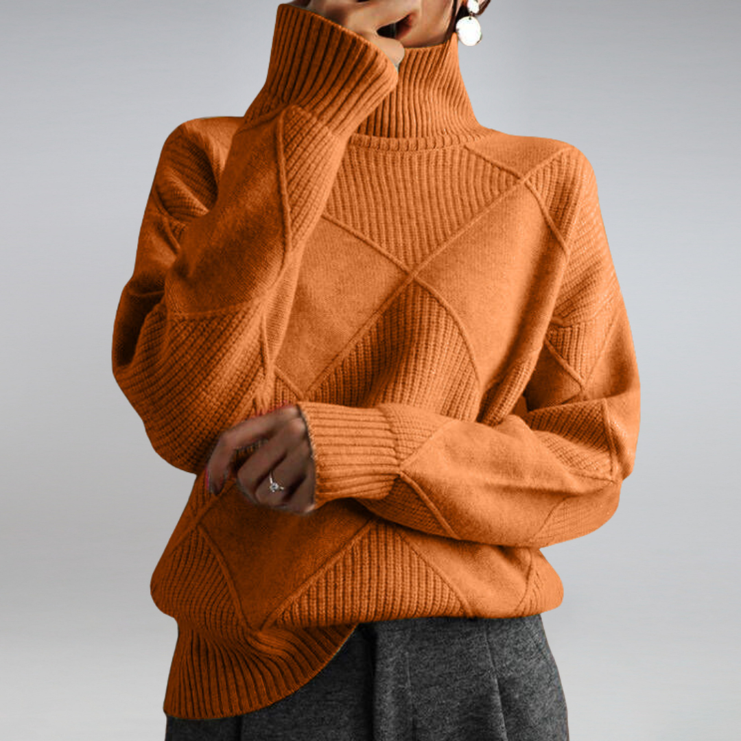Ashlie - Cómodo, cálido jersey de cuello alto para mujeres