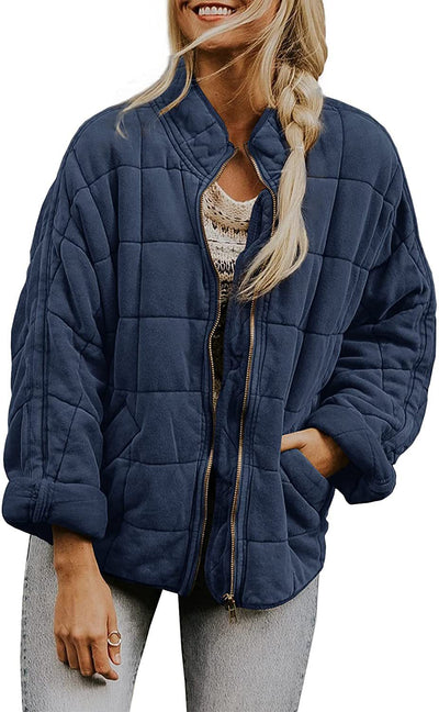 Wenona - Chaqueta de cuadros caliente con bolsillos para mujeres