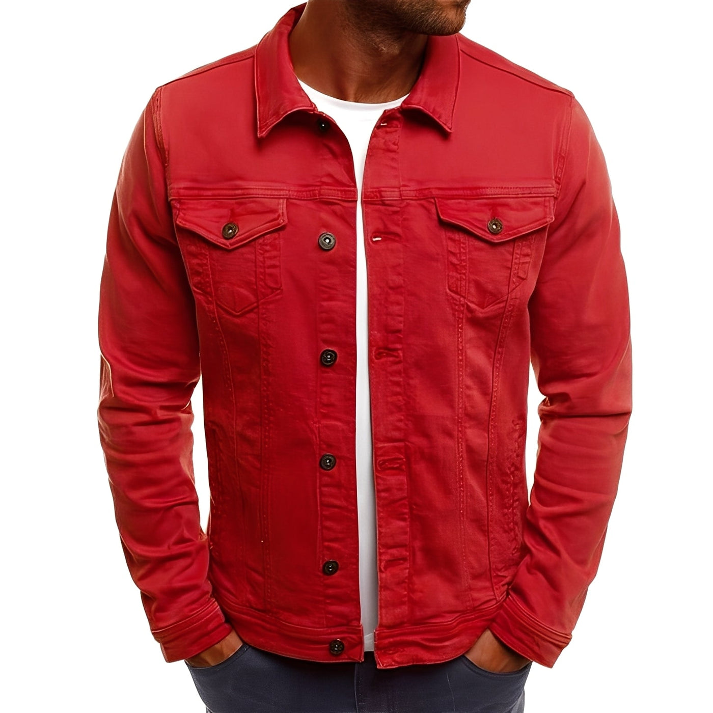 Steven - Estilosa Chaqueta de Jeans con Bolsillos para Hombres