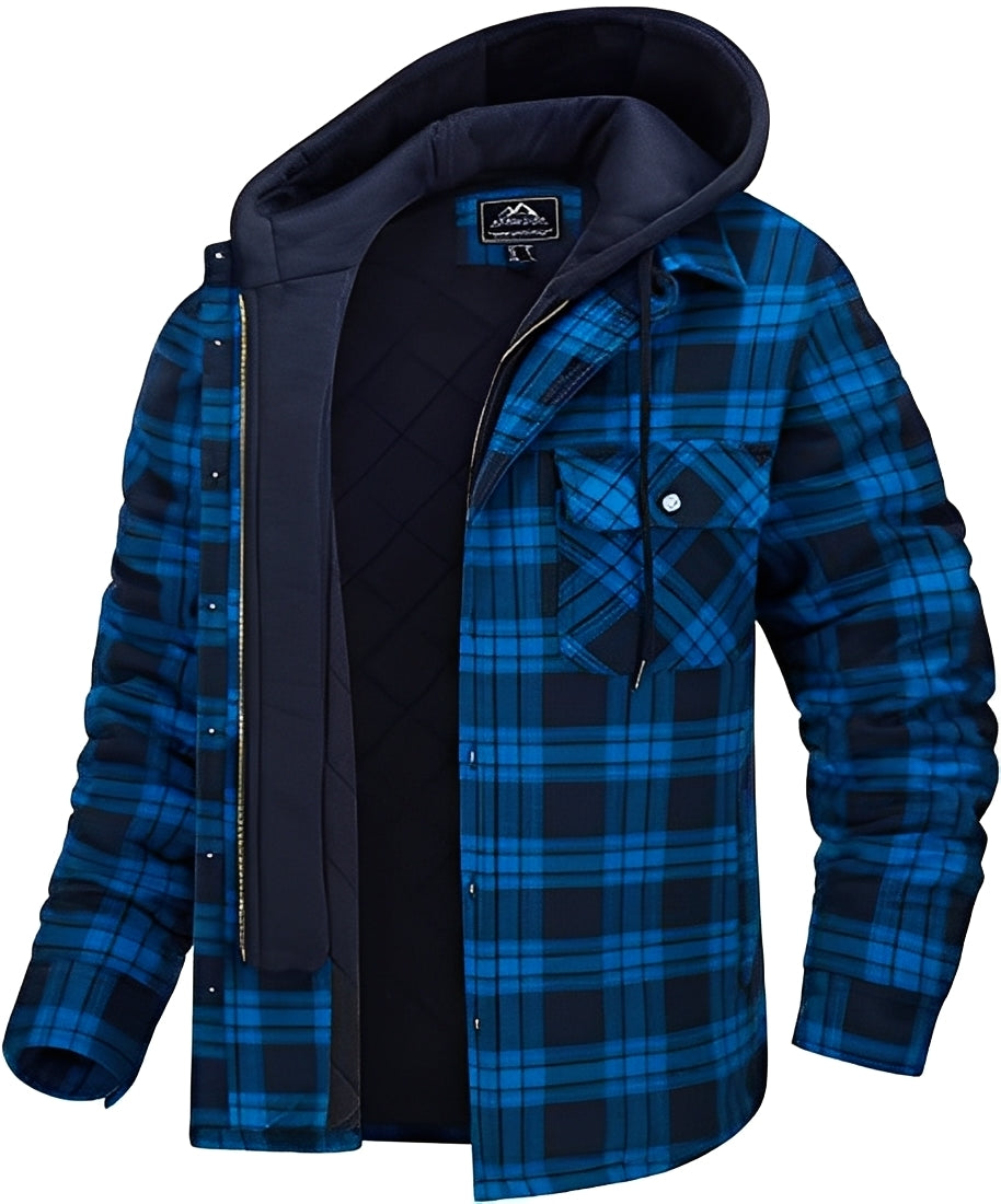 Cole - Chaqueta gruesa de cuadros casual para hombres
