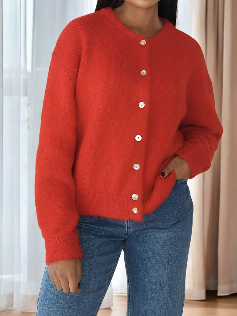 Rowena - Abrigo de lana vintage con botones para mujer