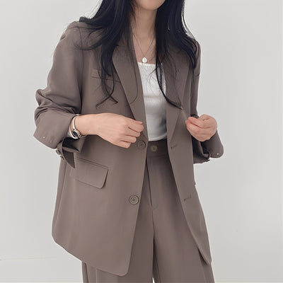 Alethea - Elegante conjunto de blazer suelto y pantalón para mujeres