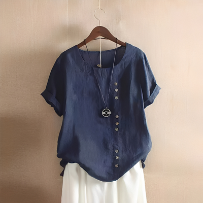 Corrine - Clásica, holgada blusa de lino para mujer