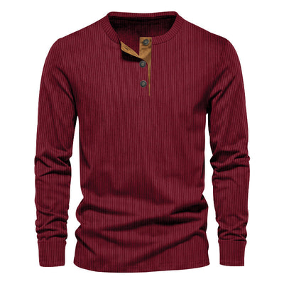 Dwaine - Camisa Casual de Manga Larga de Pana para Hombres