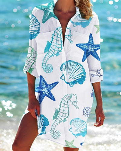 Rhianna - Camisa larga casual y suelta con botones para mujer