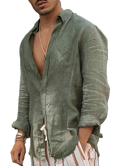 Donovan - Cómoda camisa de lino holgada para hombres