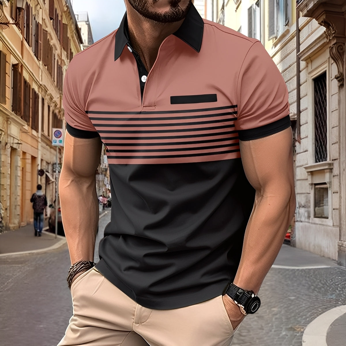 Rayden - Elegante camisa polo rayada para hombres