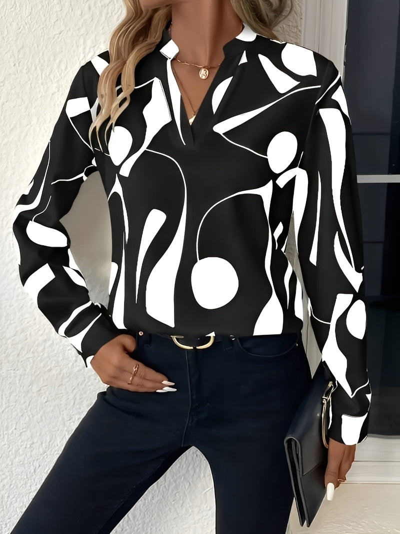 Melville - Elegante blusa de manga larga con estampado para mujer