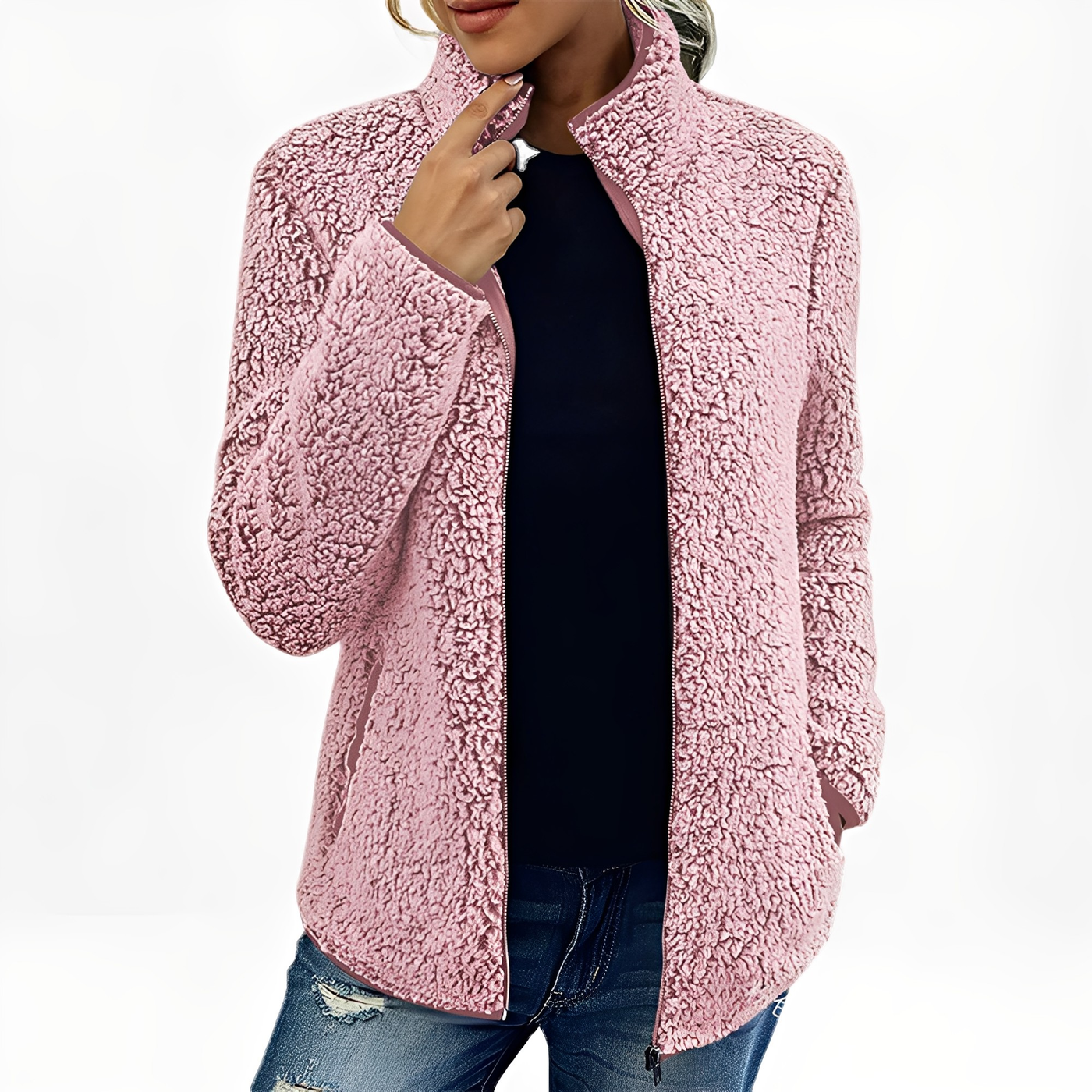 Alethea - Elegante abrigo de terciopelo polar para mujer