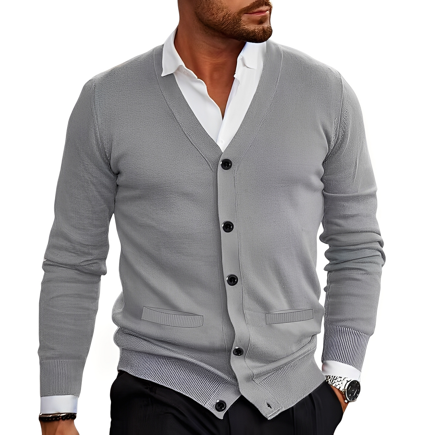 Kyler - Elegante chaqueta de punto con botonadura para hombres