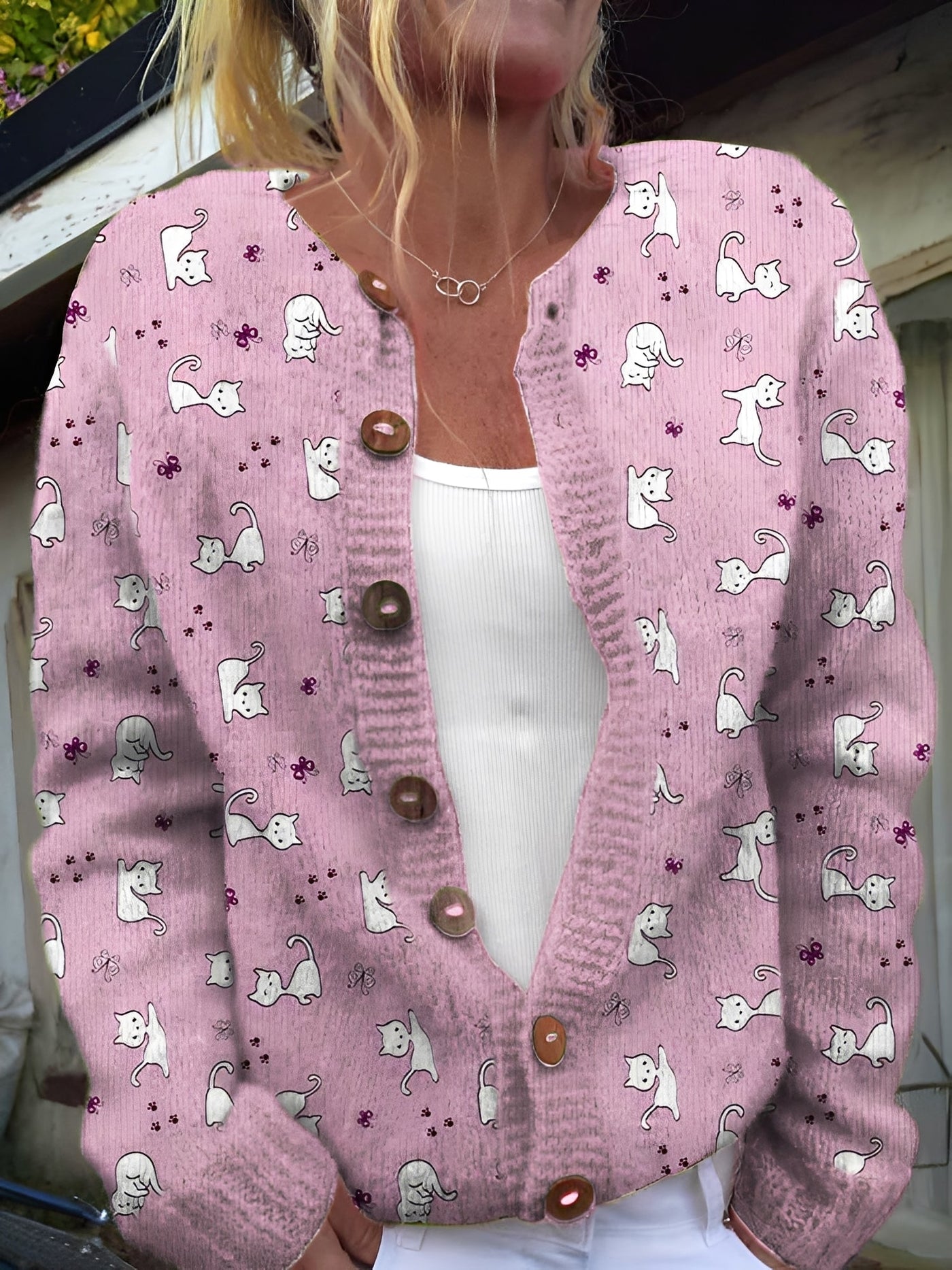 Kandace - Elegante Chaqueta de Punto con Estampado Floral para Mujer
