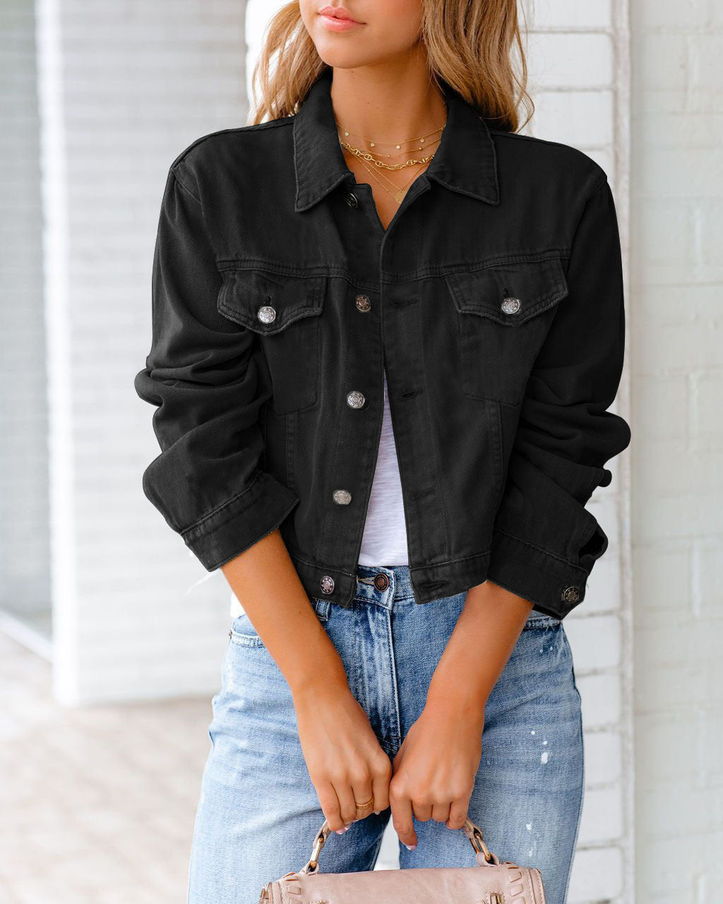 Carolyn - Chaqueta vaquera casual con bolsillos para mujer