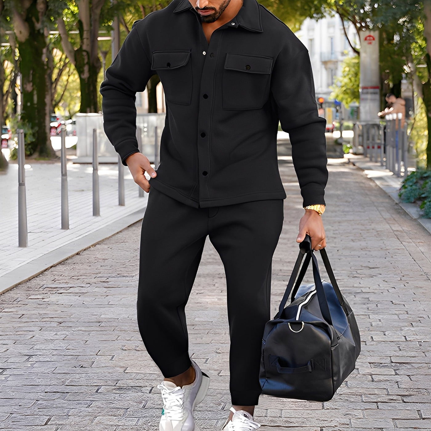 Kent - Conjunto Casual Ajustado de Camisa y Pantalón para Hombres