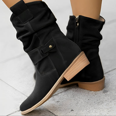 Marjorie - Botas de gamuza casuales de corte ancho para mujer