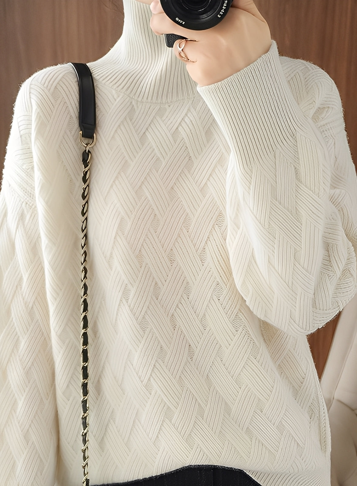Ryanne - Jersey de cuello alto de casimir para mujeres