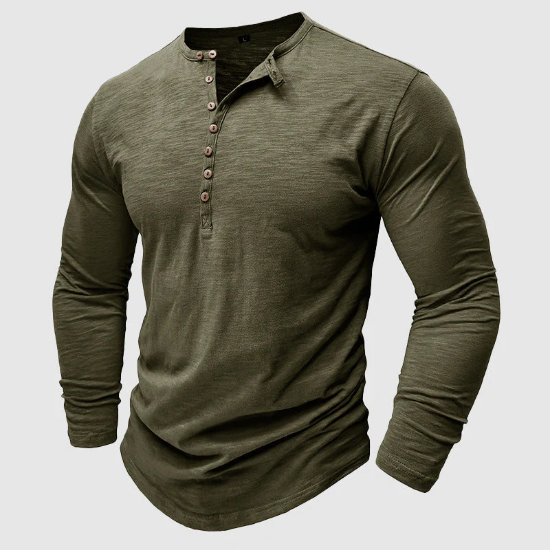 Ansel - Camisa de Algodón Casual con Botones para Hombres