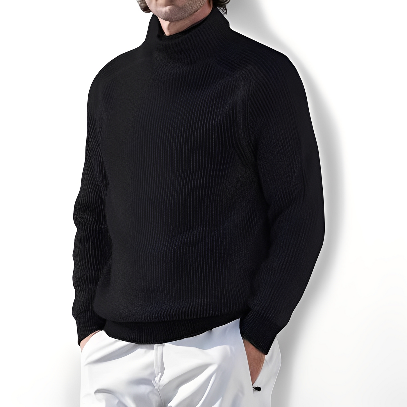 Jarrett - Suéter de casimir con cuello alto para hombres