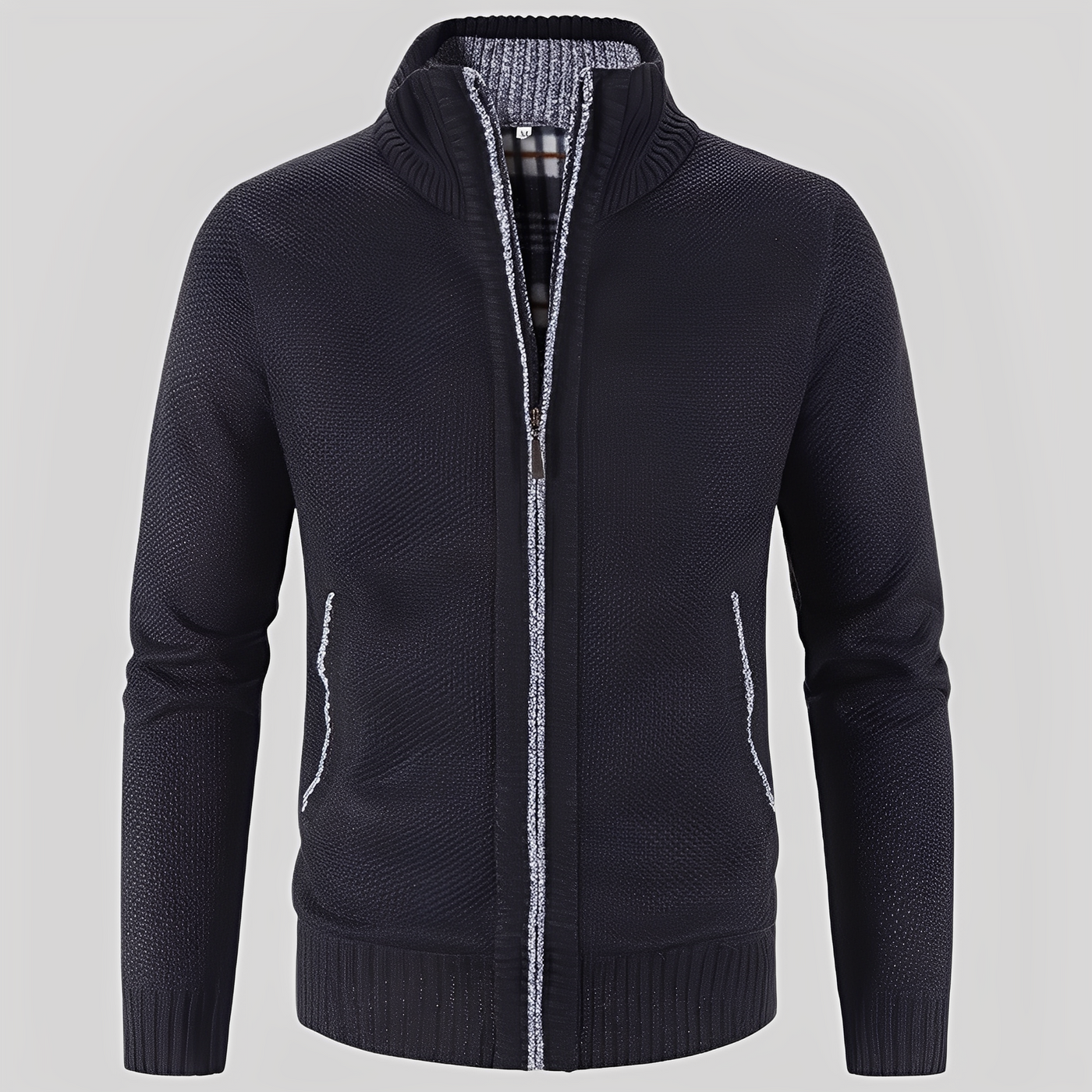 Kelvin - Sencilla Chaqueta de Punto con Cremallera para Hombres