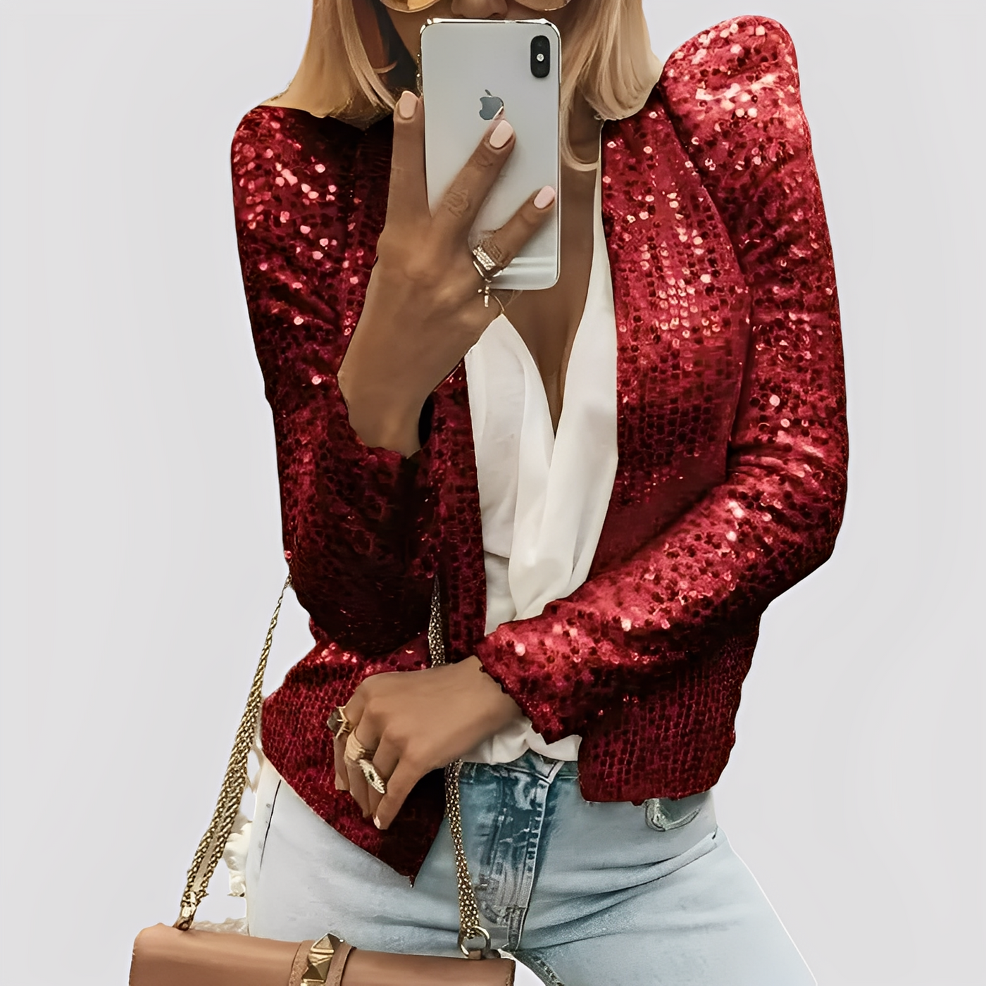 Shannen - Elegante Blazer con Brillo para Mujeres