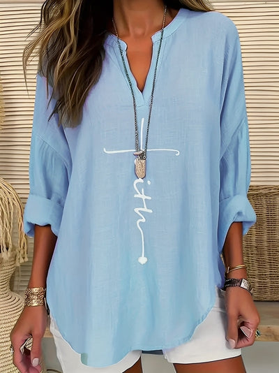 Colleen - Blusa de lino casual y suelta para mujer